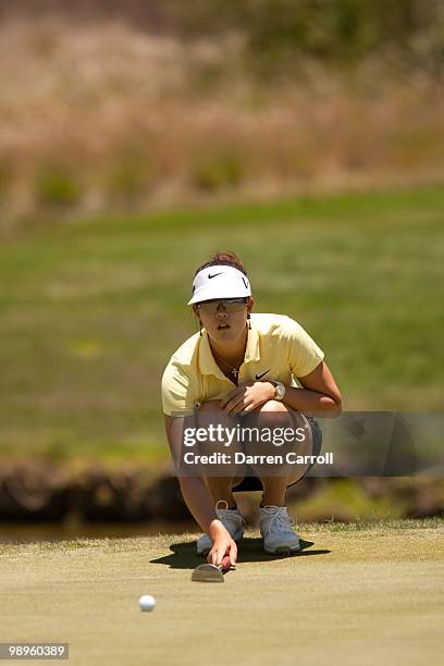 Michelle Wie lines up a putt during the third round of the Tres Marias Championship at the Tres Marias Country Club on May 1, 2010 in Morelia, Mexico.