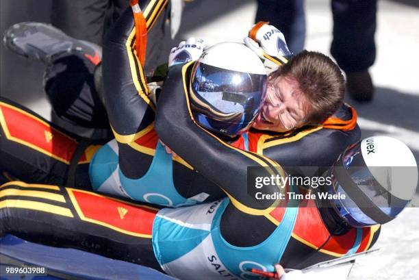 Winter Olympic Games : Salt Lake City, 2/15/02, Park City, Utah, United States --- The German Men'S Luge Doubles Team Of Patric-Fritz Leitner And...