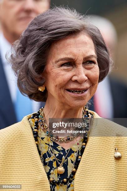 Queen Sofia inaugurates the conservation and restoration project of the arcade of Santiago's Cathedral on July 2, 2018 in Santiago de Compostela,...