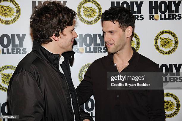 Actors Jessie Eisenberg and Justin Bartha attend the "Holy Rollers" premiere at Landmark's Sunshine Cinema on May 10, 2010 in New York City.