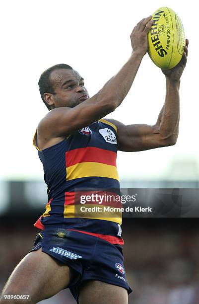 Graham Johncock of the Crows takes a mark during the round seven AFL match between the Adelaide Crows and the Richmond Tigers at AAMI Stadium on May...