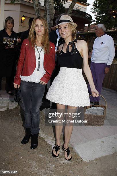 Vanessa Paradis and Diane Kruger play bowling at place des Lices on May 10, 2010 in Saint-Tropez, France.