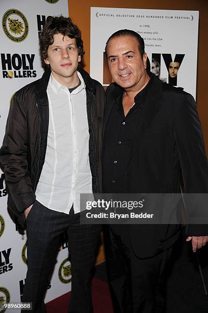 Actors Jesse Eisenberg and Isaac Gindi attend the "Holy Rollers" premiere at Landmark's Sunshine Cinema on May 10, 2010 in New York City.