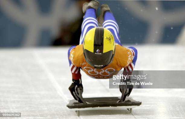 Winter Olympic Games : Salt Lake City, 2/18/02, Park City, Utah, United States --- Russia'S Ekaterina Mironova In The Women'S Skeleton Training Run...