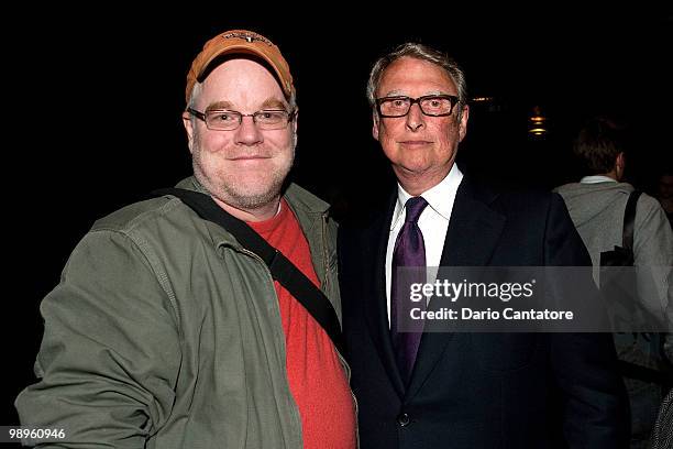 Philip Seymour Hoffman and Mike Nichols attend "The Monkey Show" at the annual Spring Fundraiser for the LAByrinth Theater Company at the Lucille...