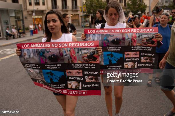 Bullfighting protest in the days before the holidays of San Fermin in which there are bullfights for 10 days and in which 60 bulls are killed. This...