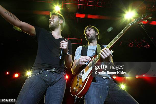 Charles Kelley and Dave Haywood of Lady Antebellum perform onstage at Nokia Theatre on May 10, 2010 in New York City.