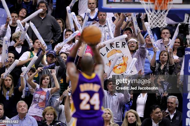 Kobe Bryant of the Los Angeles Lakers shoots a free throw against the Utah Jazz during Game Four of the Western Conference Semifinals of the 2010 NBA...