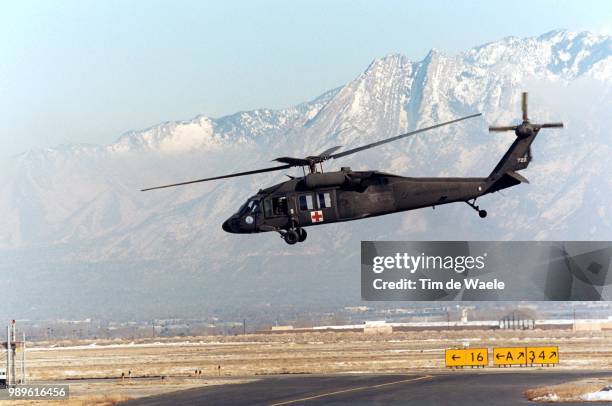 Winter Olympic Games : Salt Lake City, 2/18/02, Utah, United States --- Black Hawk Helicopter Taking Off Of A Base At An Undisclosed Location Near...