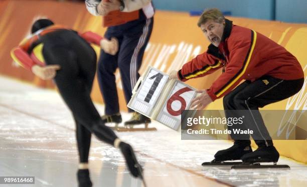 Winter Olympic Games : Salt Lake City, 2/22/02, Kearns, Utah, United States --- Germany'S Jens Boden Gets Some Extra Encouragment From His Coach In...