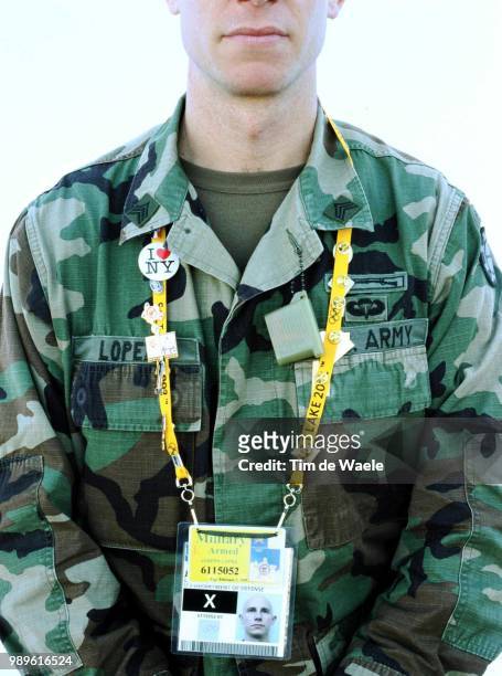 Winter Olympic Games : Salt Lake City, 2/10/02, Park City, Utah, United States --- Sergeant Joseph Lopez Of The National Guards, 104Th Engineer...