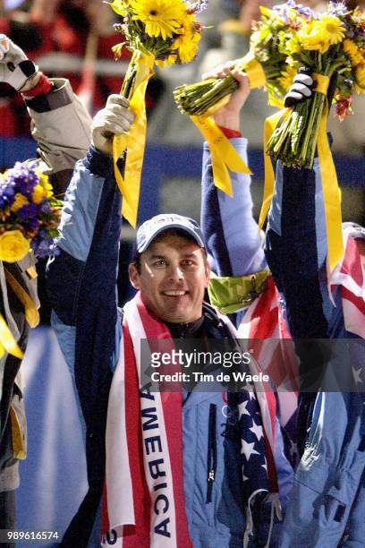 Winter Olympic Games : Salt Lake City, 02/23/02, Park City, Utah, United States --- Five-Time Olympian Brian Shimer Celebrates His Team'S Bronze...