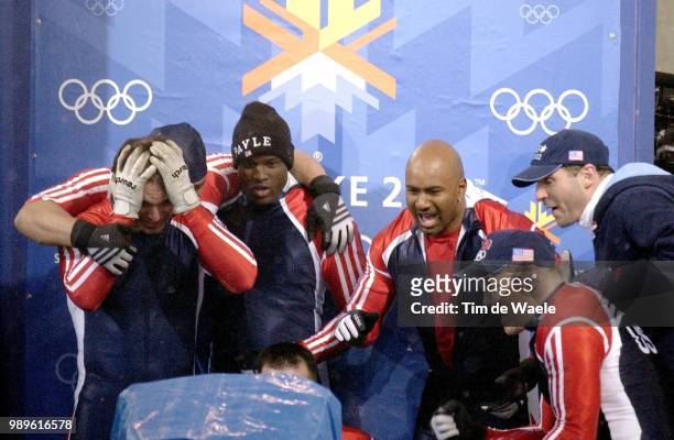 Winter Olympic Games : Salt Lake City, 02/23/02, Park City, Utah, United States --- Usa Bobsleigh Athletes, Including Brian Shimer Watch The...