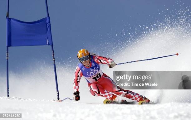 Winter Olympic Games : Salt Lake City, 02/22/02, Park City, Utah, United States --- Janica Kostelic Of Croatia During Her First Run In The Ladies'...