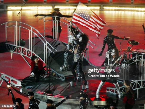 Winter Olympic Games : Salt Lake City, 2/24/02, Salt Lake City, Utah, United States --- The Rock Band Kiss Entertains The Crowd During Closing...