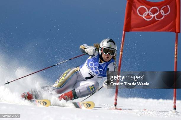 Winter Olympic Games : Salt Lake City, 02/22/02, Park City, Utah, United States --- Anja Paerson Of Sweden During Her First Run In The Ladies' Giant...