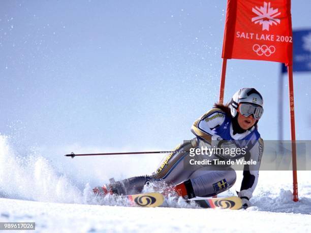 Winter Olympic Games : Salt Lake City, 02/22/02, Park City, Utah, United States --- Anja Paerson Of Sweden During Her First Run In The Ladies' Giant...