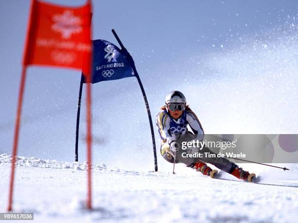 Winter Olympic Games : Salt Lake City, 02/22/02, Park City, Utah, United States --- Anja Paerson Of Sweden During Her First Run In The Ladies' Giant...