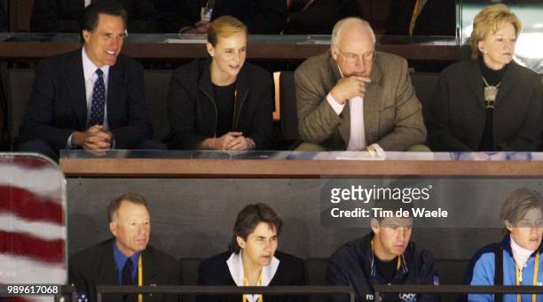 Winter Olympic Games : Salt Lake City, 2/24/02, West Valley City, Utah, United States --- Us Vice President Richard Cheney Watches The Gold Medal...