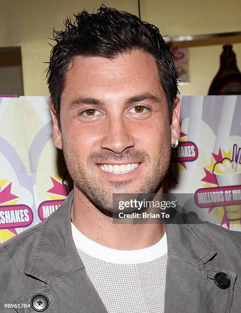 Maksim Chmerkovskiy, from "Dancing With The Stars", launches his new milkshake at Millions Of Milkshakes on May 10, 2010 in West Hollywood,...
