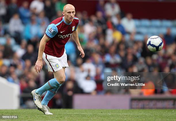 James Collins of Aston Villa in action during the Barclays Premier League match between Aston Villa and Blackburn Rovers at Villa Park on May 9, 2010...