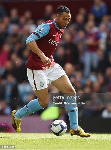 John Carew of Aston Villa in action during the Barclays Premier League match between Aston Villa and Blackburn Rovers at Villa Park on May 9, 2010 in...