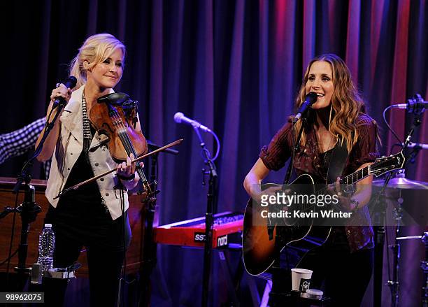 Musicians Martie Maguire and Emily Robison of the Court Yard Hounds answer questions from fans and perform at The GRAMMY Museum on May 10. 2010 in...