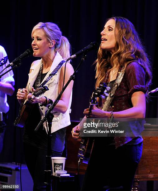 Musicians Martie Maguire and Emily Robison of the Court Yard Hounds answer questions from fans and perform at The GRAMMY Museum on May 10. 2010 in...