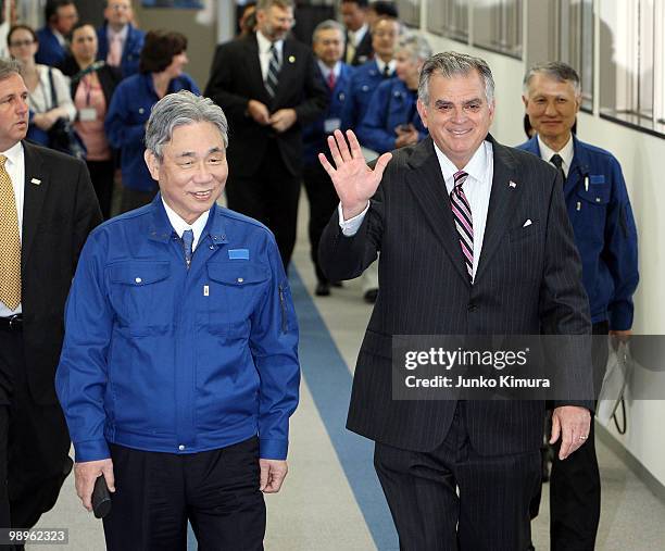 Secretary of Transportation Ray LaHood attends the test ride of a magnetically levitated train developed by Central Japan Railways Co at JR Central...