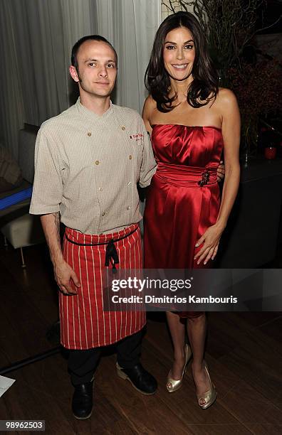 Executive Sous Chef Andrew Hnatko and actress Teri Hatcher attend the launch party for GetHatched.com at Rouge Tomate on May 10, 2010 in New York...