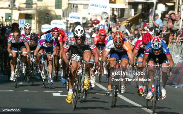 Th Milan - San Remo 2002, Cipollini Mario, Sprint /Zberg Marcus, Rodriguez Fred, Planckaert Jo, World Cup Race, Course Coupe Du Monde, Wereldbeker...