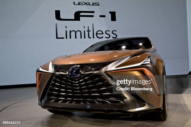 The Toyota Motor Corp. Lexus LF-1 Limitless crossover concept vehicle sits on display during the 2018 North American International Auto Show in...