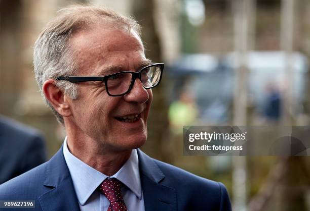 Jose Guirao Minister of culture and sport of Spain inaugurates the conservation and restoration project of the arcade of Santiago's Cathedral on July...