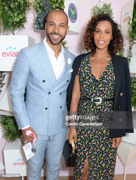 Marvin Humes and Rochelle Humes attend the evian Live Young Suite at The Championship at Wimbledon on July 2, 2018 in London, England.