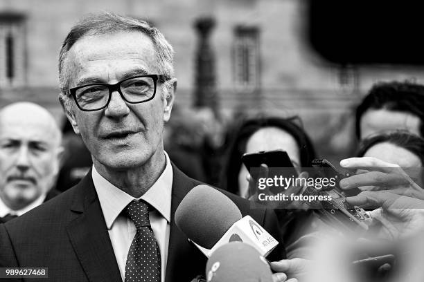 Jose Guirao Minister of culture and sport of Spain inaugurates the conservation and restoration project of the arcade of Santiago's Cathedral on July...