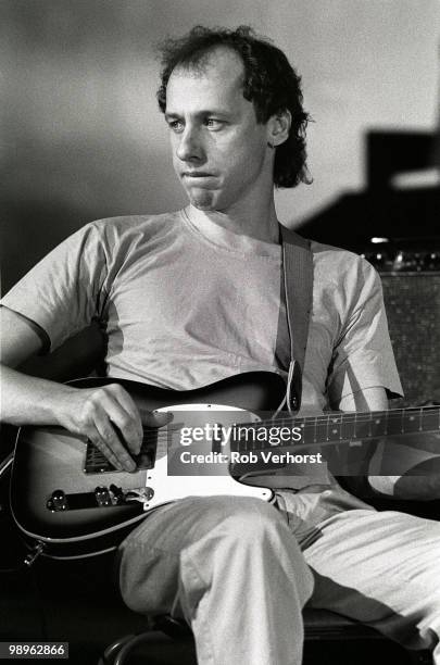 Mark Knopfler from Dire Straits performs in rehearsals for AVRO's Platengala at Ahoy in Rotterdam, Netherlands on October 12 1983