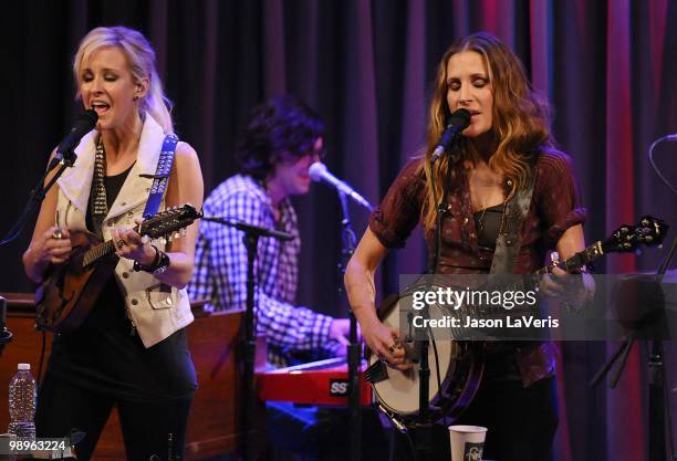 Martie Maguire and Emily Robison of The Court Yard Hounds perform at The Grammy Museum on May 10, 2010 in Los Angeles, California.