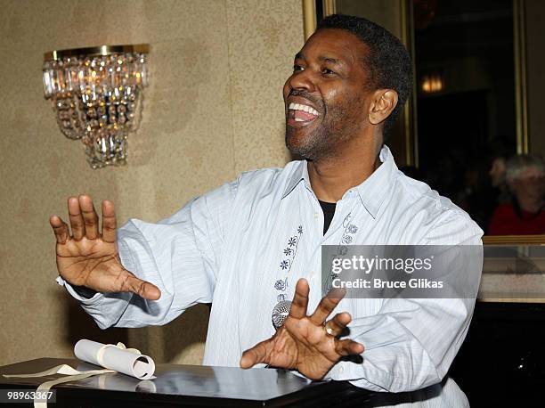 Denzel Washington presents at the 75th Annual New York Drama Critics' Circle Awards at the Algonquin Hotel on May 10, 2010 in New York City.