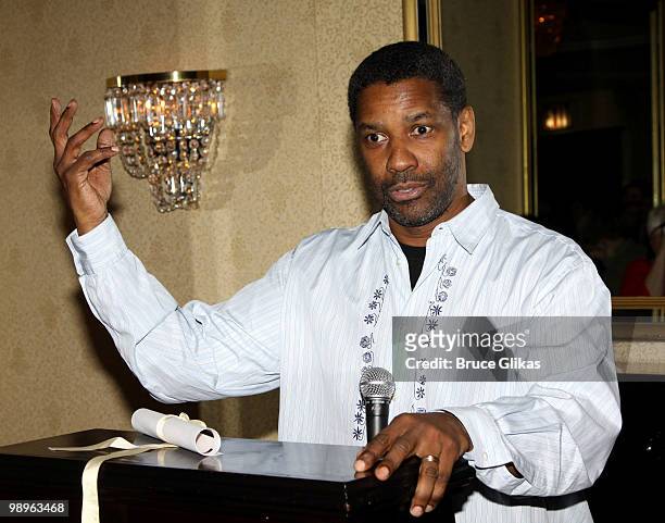 Denzel Washington presents at the 75th Annual New York Drama Critics' Circle Awards at the Algonquin Hotel on May 10, 2010 in New York City.