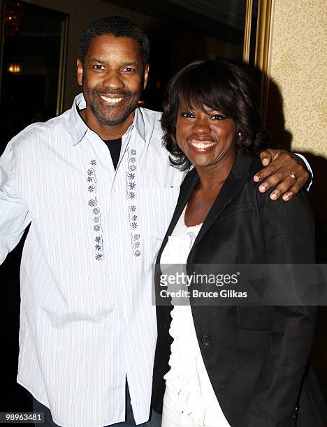 Denzel Washington and Viola Davis pose at the 75th Annual New York Drama Critics' Circle Awards at the Algonquin Hotel on May 10, 2010 in New York...