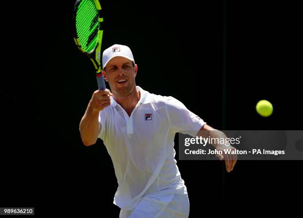 Sam Querrey on day one of the Wimbledon Championships at the All England Lawn Tennis and Croquet Club, Wimbledon.