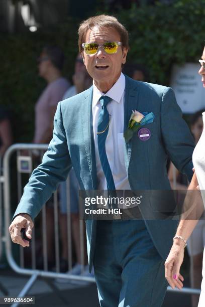 Sir Cliff Richard seen outside Wimbledon AELTC on July 2, 2018 in London, England.