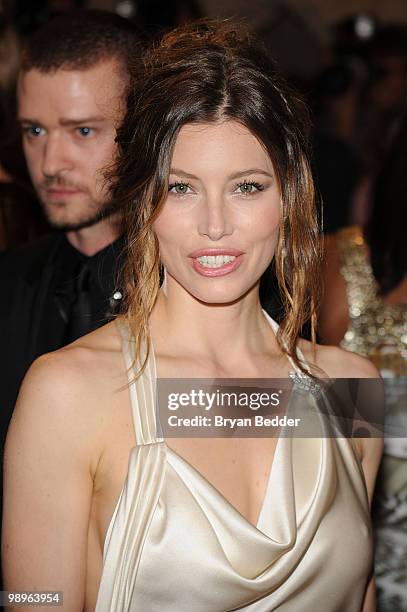 Actress Jessica Biel attends the Metropolitan Museum of Art's 2010 Costume Institute Ball at The Metropolitan Museum of Art on May 3, 2010 in New...