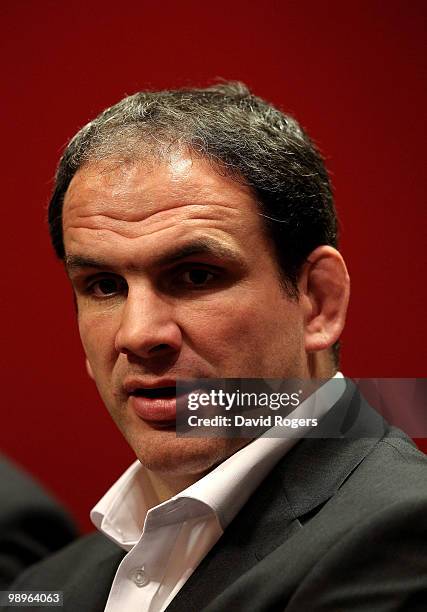 Martin Johnson, the England team manager, talks to the media at a conference held at Twickenham on May 11, 2010 in Twickenham, England.