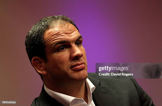 Martin Johnson, the England team manager, talks to the media at a conference held at Twickenham on May 11, 2010 in Twickenham, England.