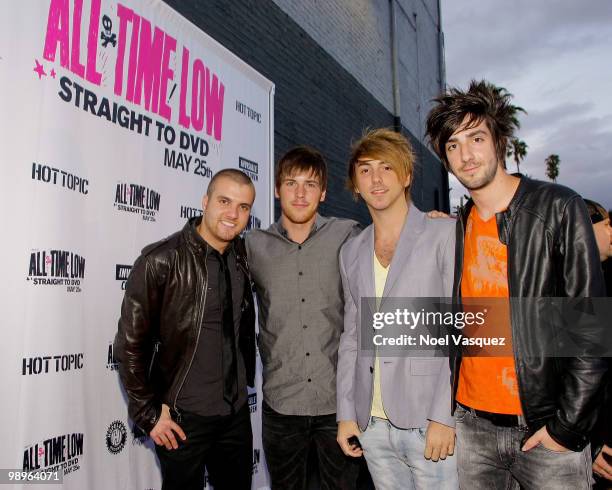 Rian Dawson, Zack Merrick, Alex Gaska and Jack Barakak attend the screening and release party for All Time Low's "Straight To DVD" at The Music Box...