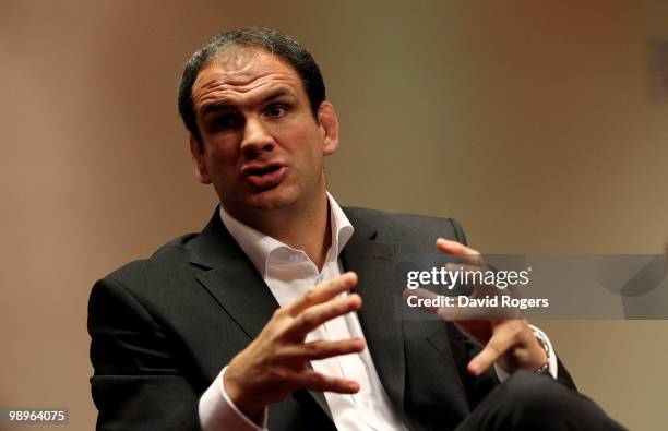 Martin Johnson, the England team manager, talks to the media at a conference held at Twickenham on May 11, 2010 in Twickenham, England.