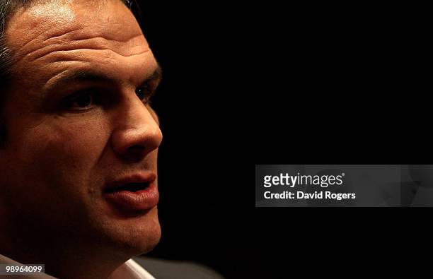 Martin Johnson, the England team manager, talks to the media at a conference held at Twickenham on May 11, 2010 in Twickenham, England.