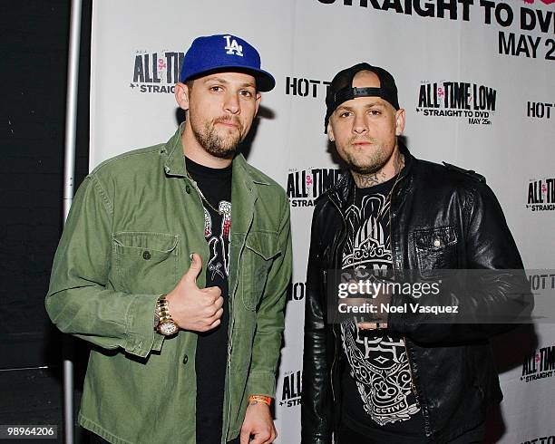 Joel and Benji Madden of Good Charlotte attend the screening and release party for All Time Low's "Straight To DVD" at The Music Box on May 10, 2010...