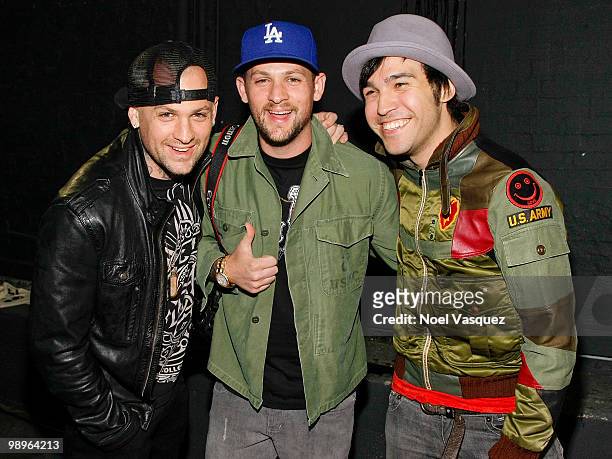 Benji, and Joel Madden of Good Charlotte and Pete Wentz of Fall Out Boy attend the screening and release party for All Time Low's "Straight To DVD"...